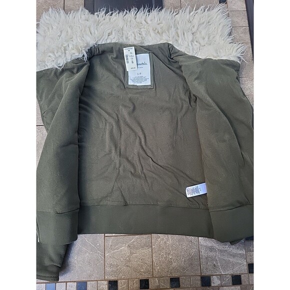NWT Vintage Aeropostale Womens Knit Sherpa Aviator Bomber Jacket, Green, Small - Picture 4 of 10